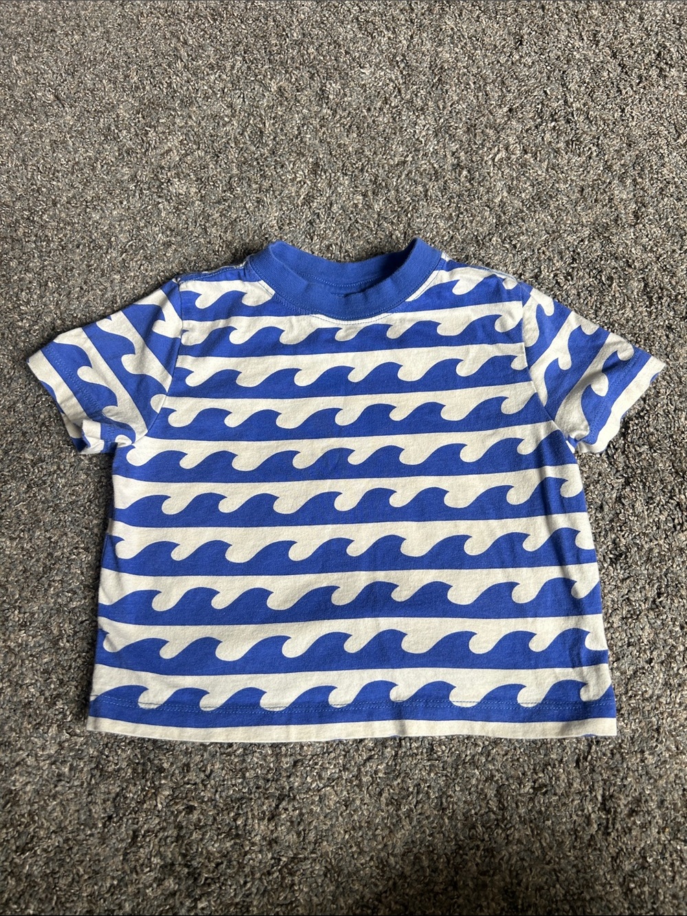 Hanna Andersson Blue & White Wave-Stripe Short Sleeve Tee